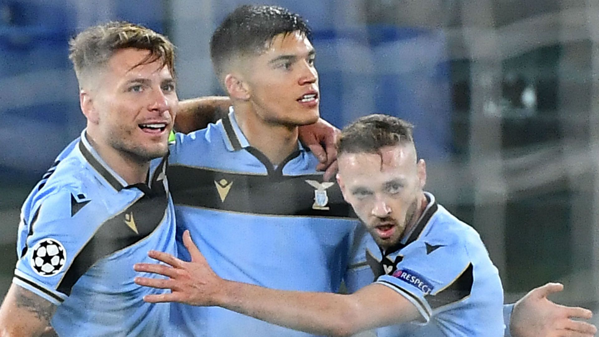 Lazio celebrating Brugge Champions League