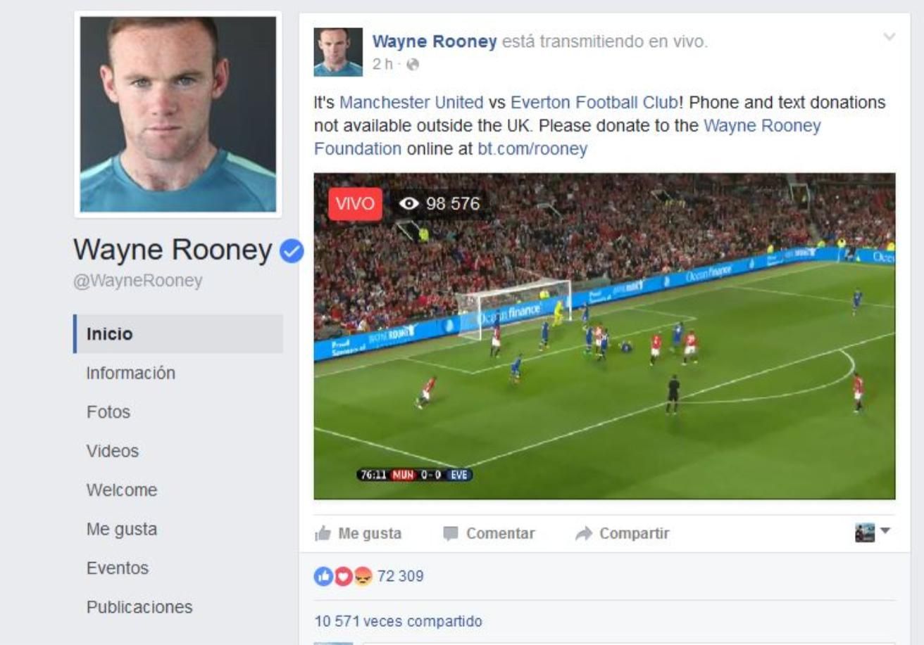 Video en vivo Facebook Wayne Rooney 250918