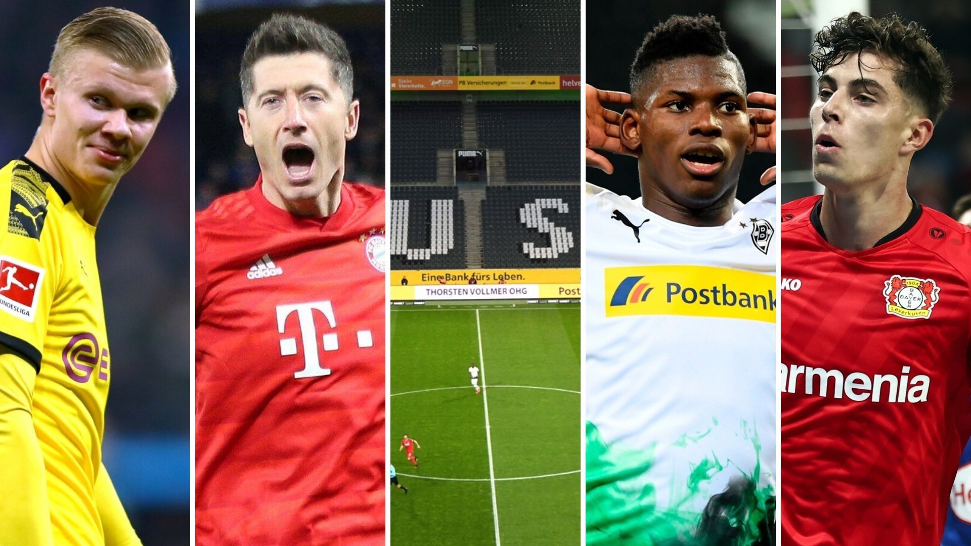 Haaland, Lewandowski, campo vacío del Borussia, Embolo y Havertz (Dortmund, Bayern, Gladbach y Leverkusen)