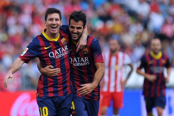 LIONEL MESSI CESC FABREGAS ALMERÍA BARCELONA LA LIGA 09282013