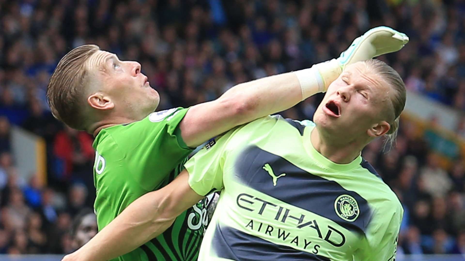 Jordan Pickford Erling Haaland Everton Manchester City 2022-23