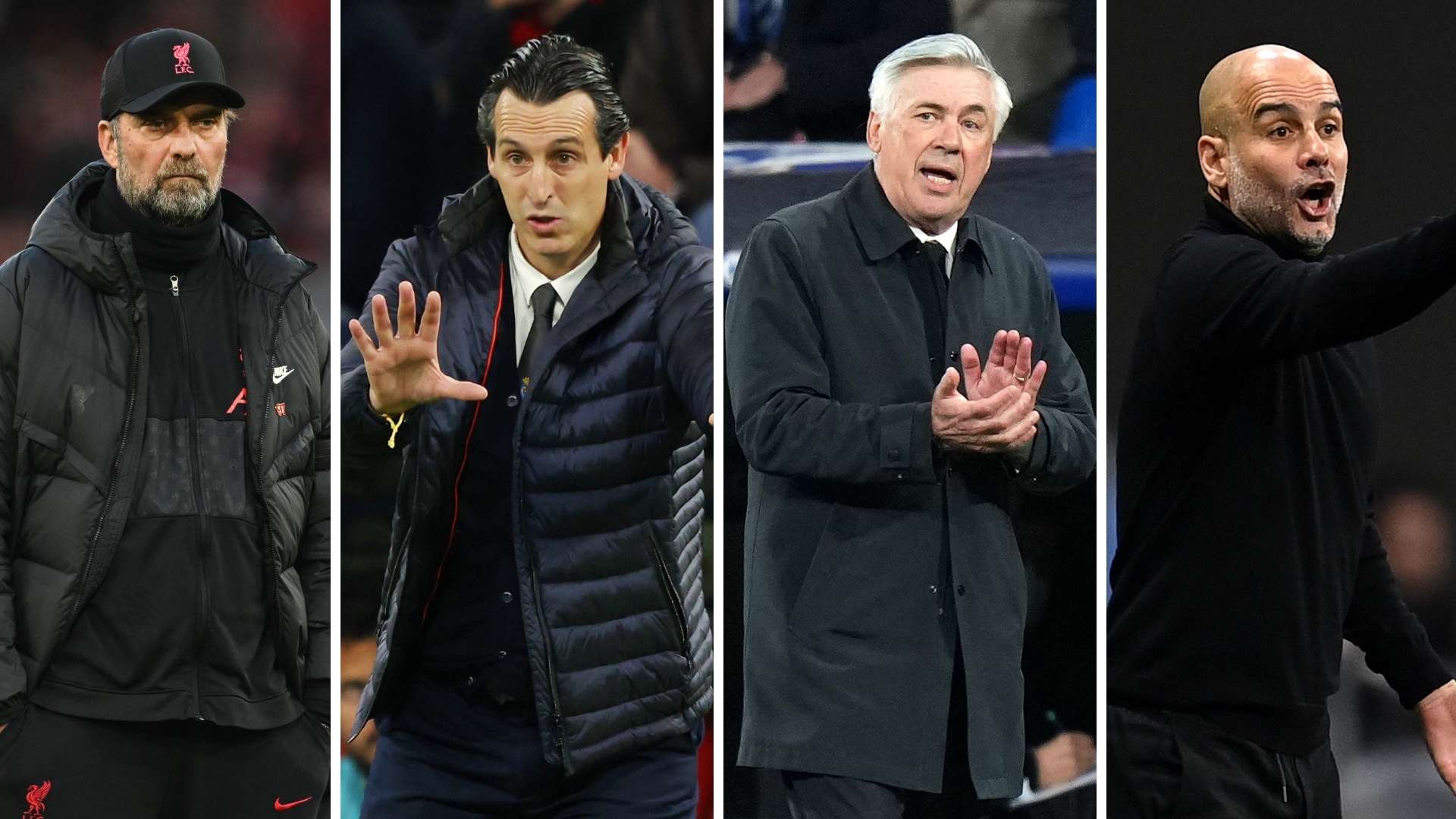 Klopp Emery Ancelotti Guardiola 2022