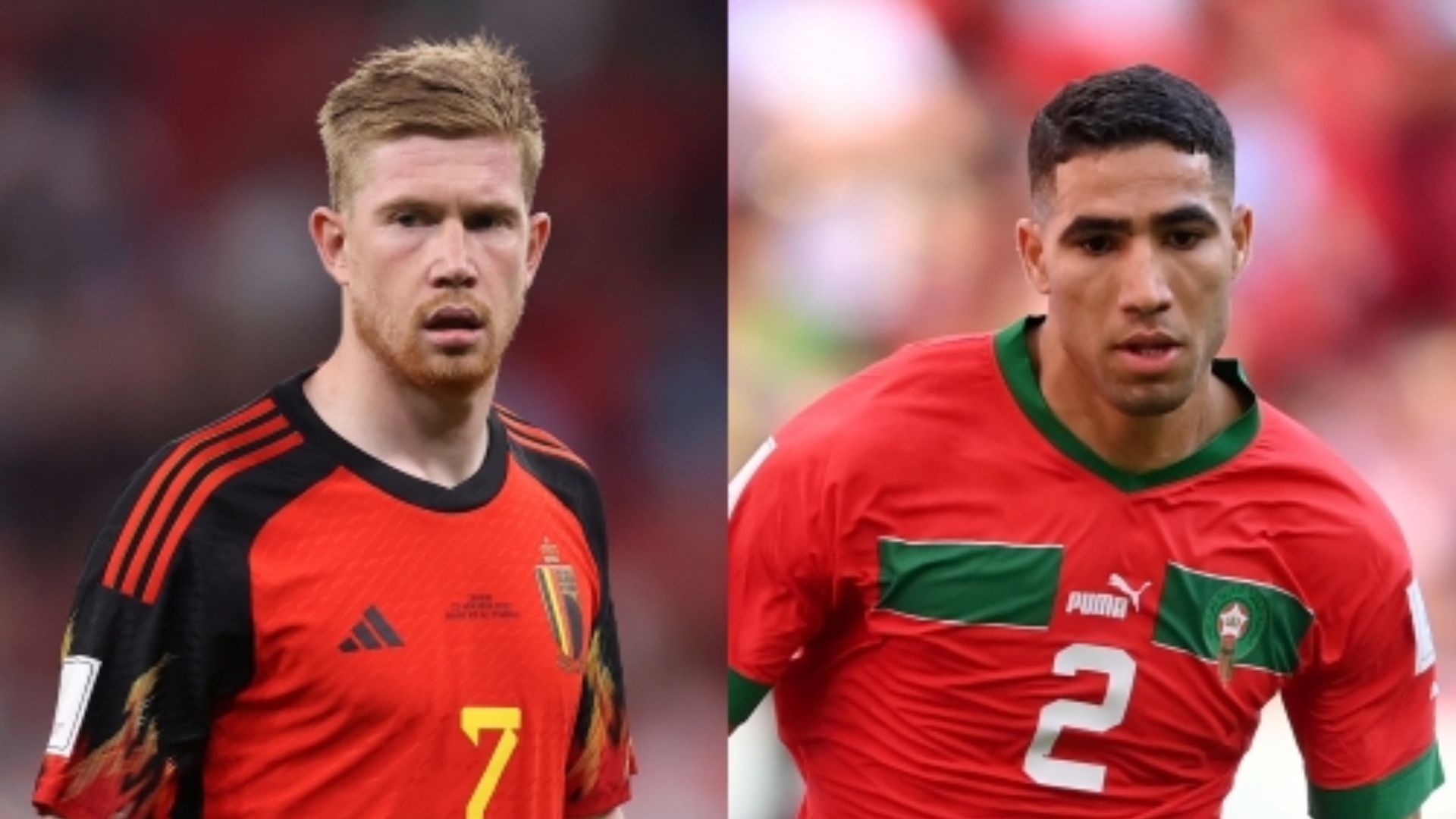 Kevin De Bruyne Belgium Achraf Hakimi Morocco
