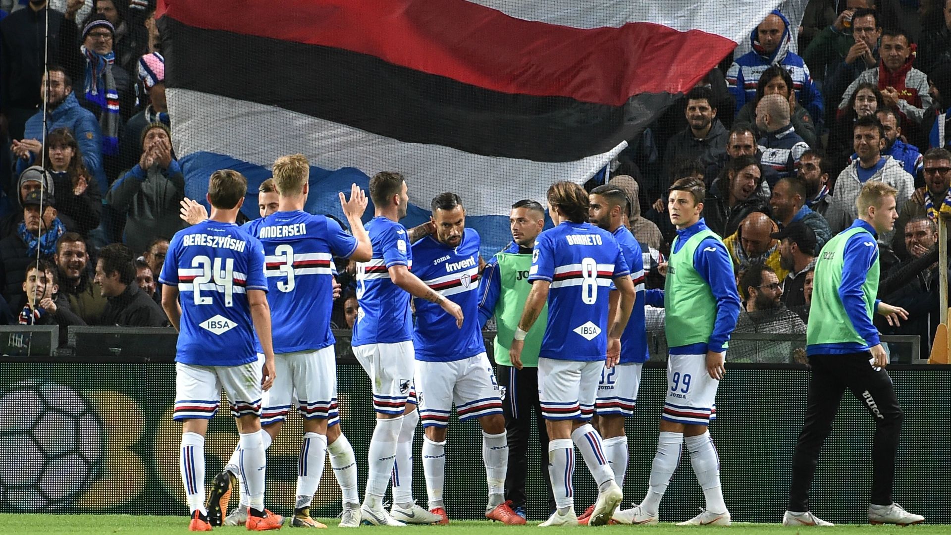 Sampdoria celebrating Sampdoria SPAL Serie A
