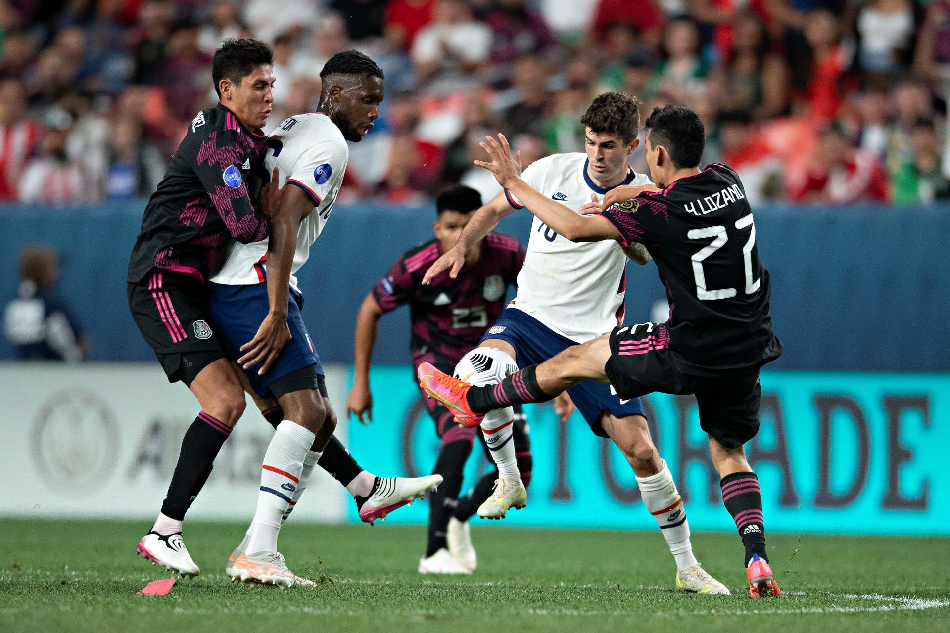 Edson Álvarez, Christian Pulisic, Chucky Lozano / México vs Estados Unidos Concacaf Nations League