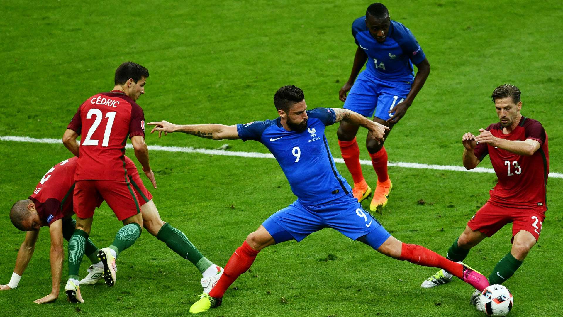 Olivier Giroud Adrien Silva Portugal France UEFA Euro 10072016