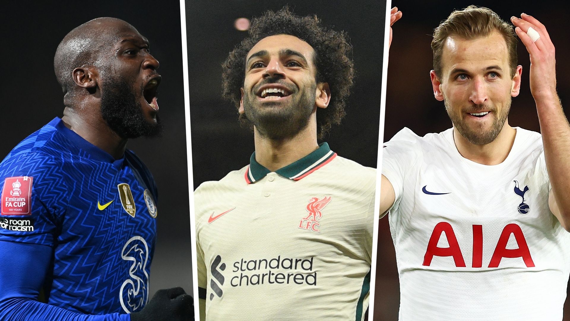 Romelu Lukaku Mohamed Salah Harry Kane Chelsea Liverpool Tottenham GFX 