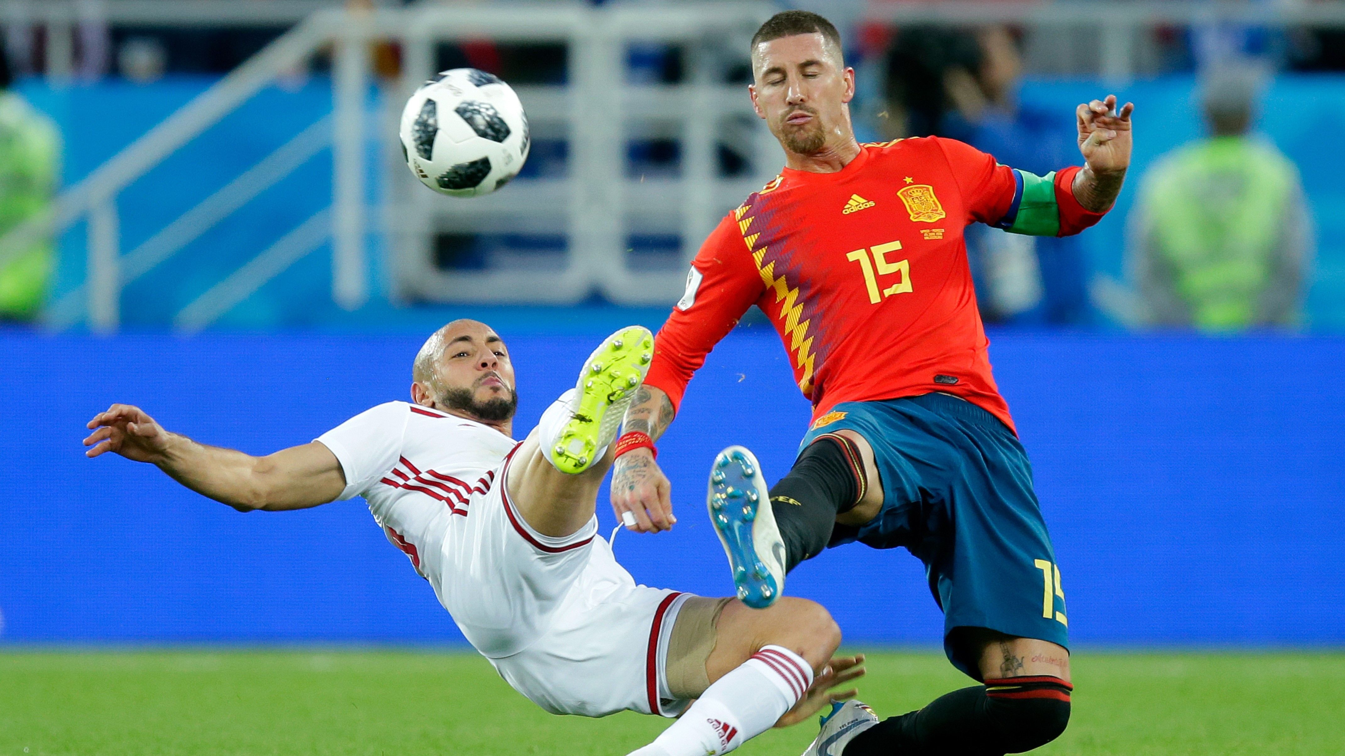 Sergio Ramos Nordin Amrabat Spain Morocco España Marruecos 25062018