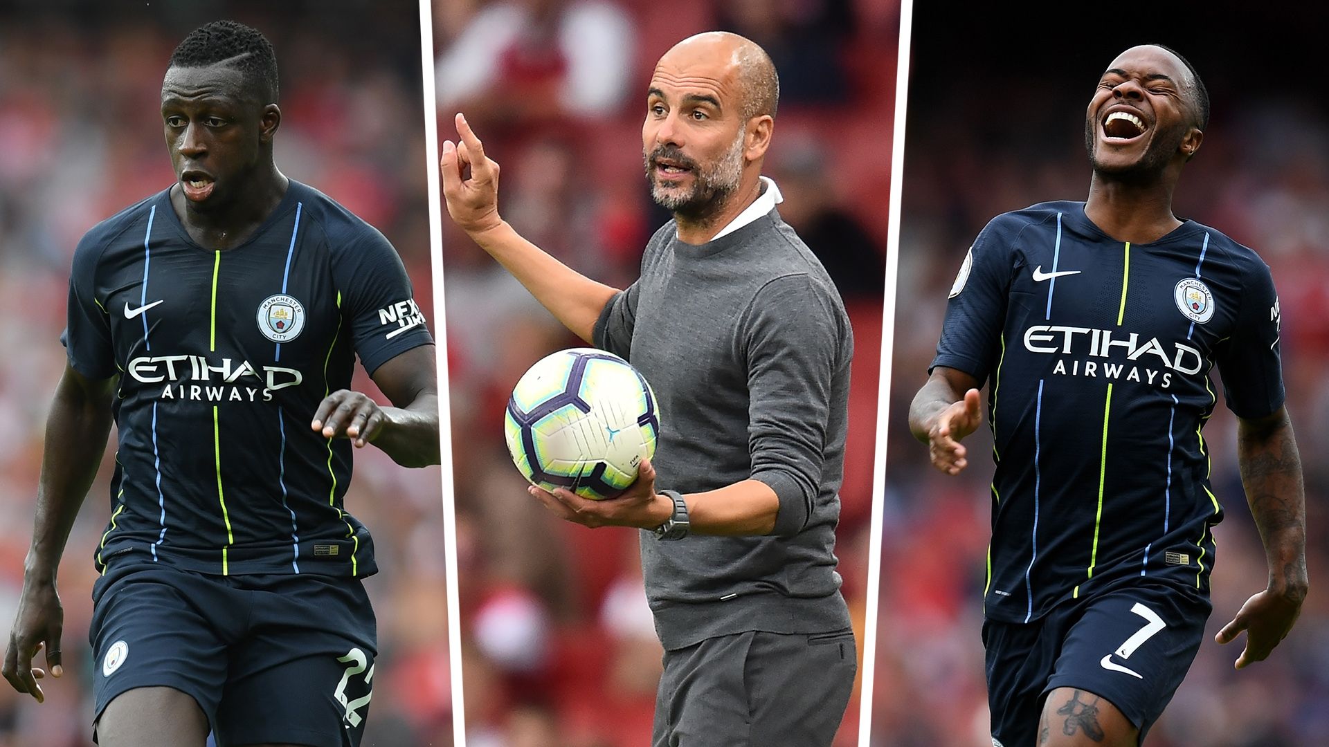 Benjamin Mendy Pep Guardiola Raheem Sterling GFX