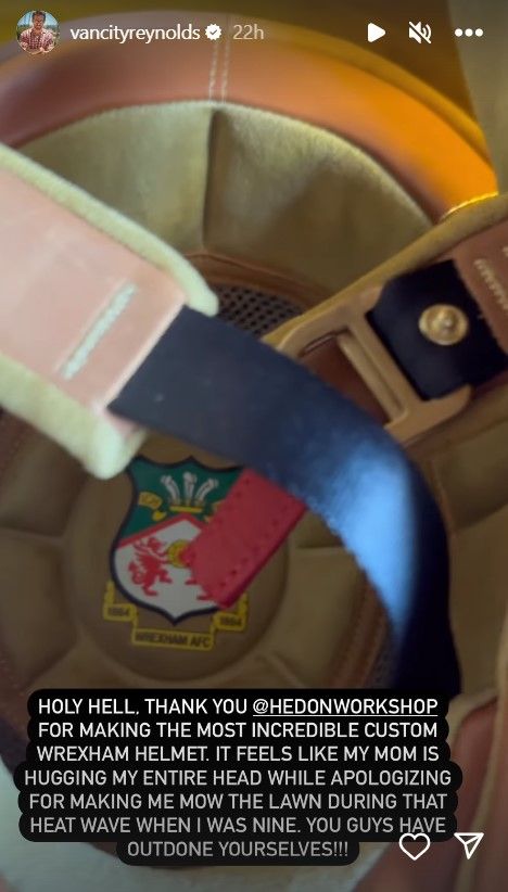 Ryan Reynolds custom Wrexham helmet