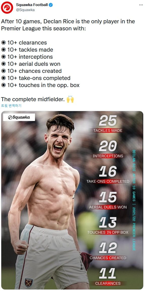 데클란 라이스 시즌 스탯