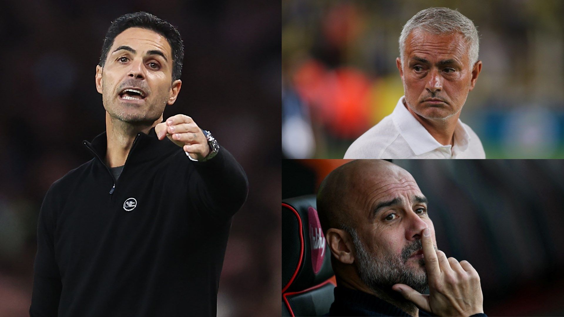 Mikel Arteta Jose Mourinho Pep Guardiola