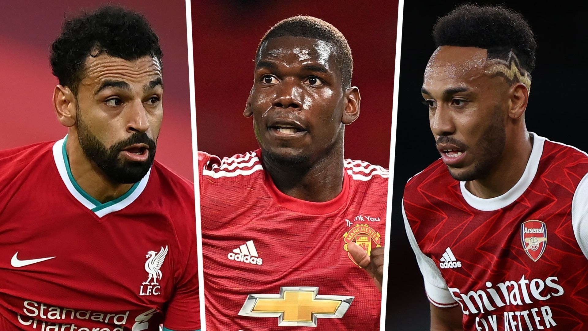 Mohamed Salah Paul Pogba Pierre-Emerick Aubameyang 2020-21