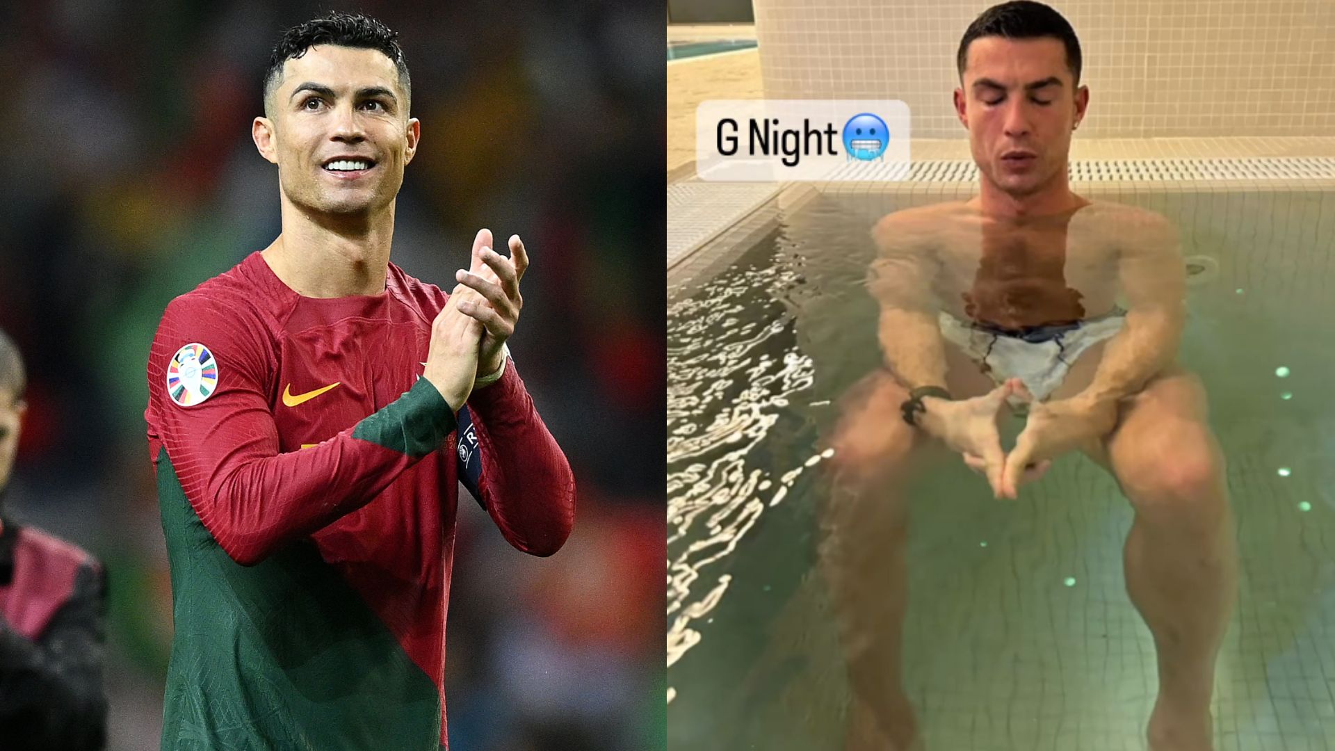 Cristiano Ronaldo looks zen as he plunges into freezing-cold ice bath ahead  of final Portugal Euro 2024 qualifier against Iceland | Goal.com UK