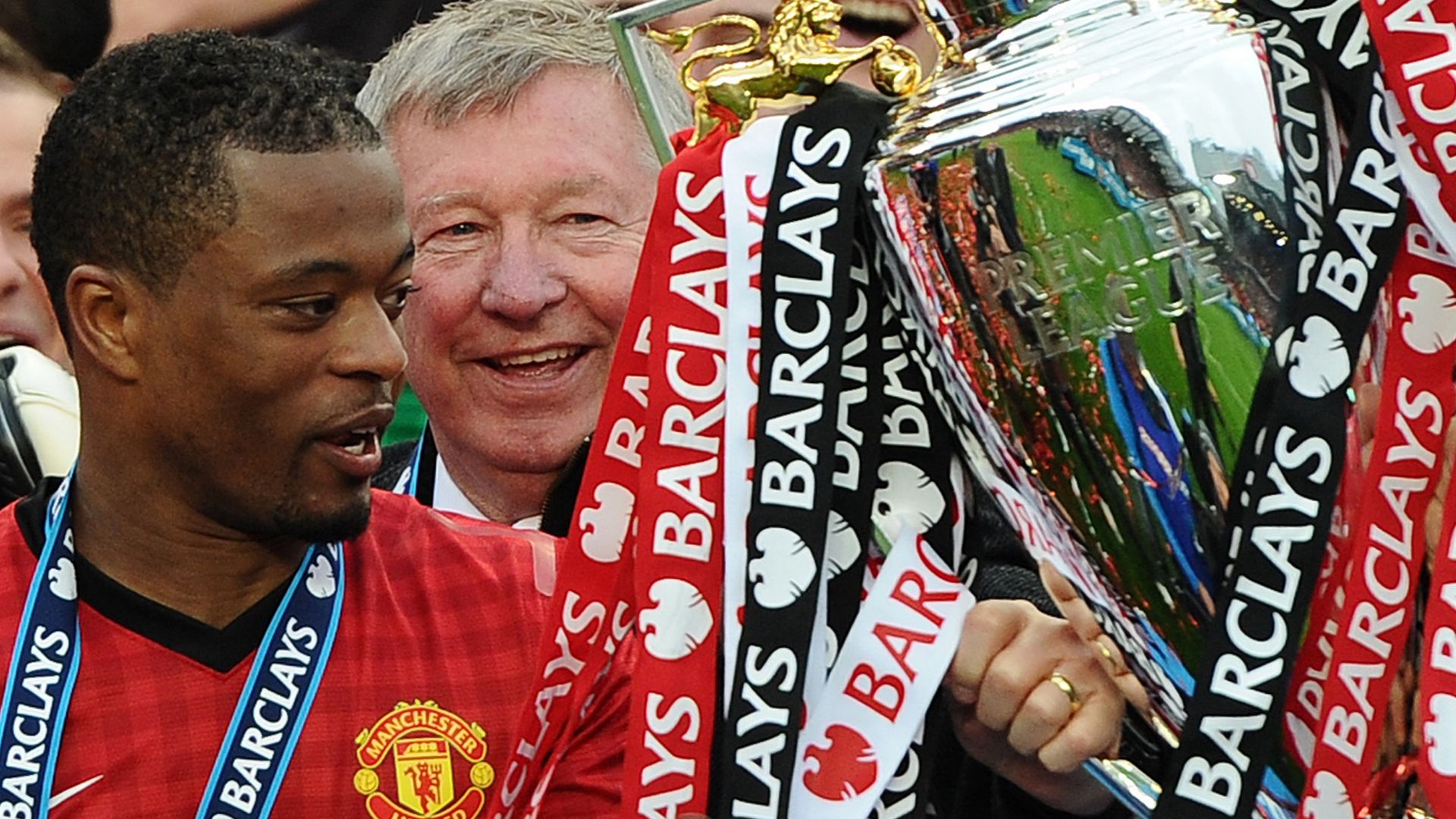 Patrice Evra Manchester United Premier League trophy