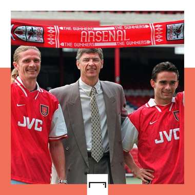 Arsene Wenger Emmanuel Petit Marc Overmars Arsenal 1997 GFX