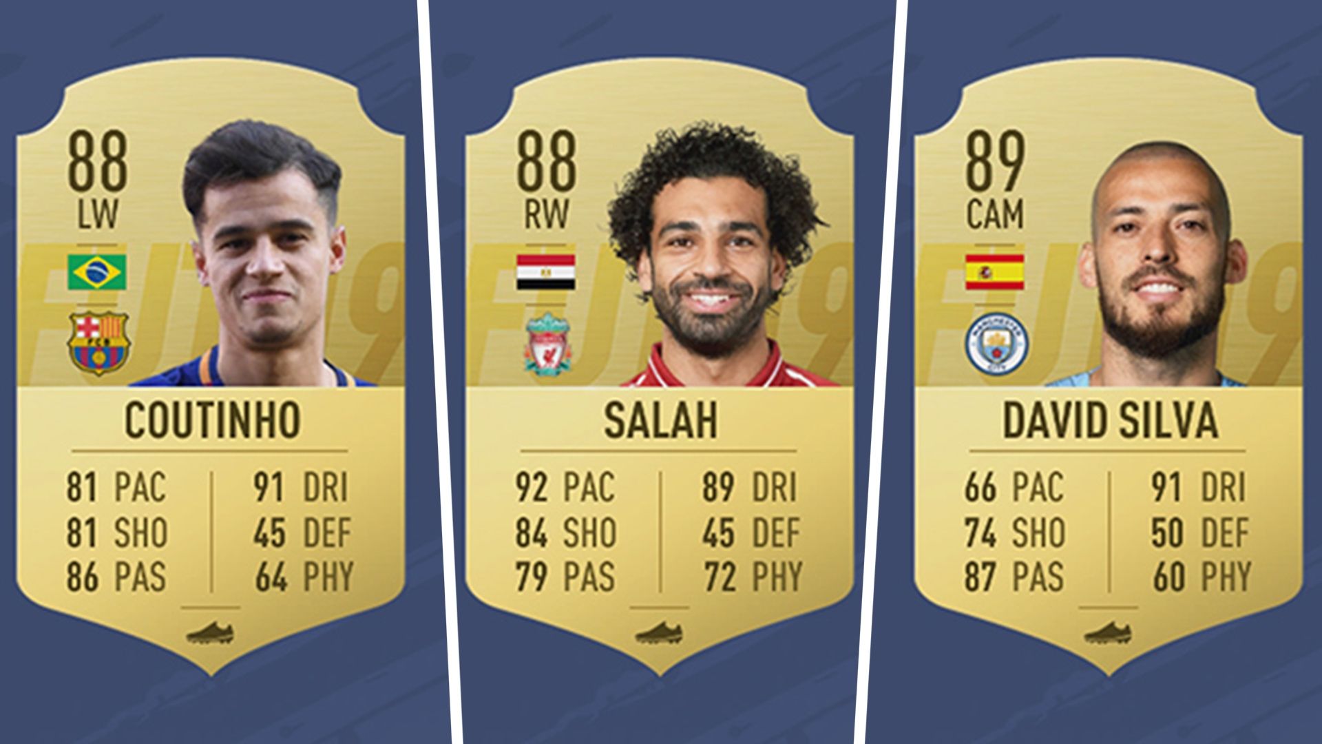 FIFA Philippe Coutinho Mohamed Salah David Silva cards