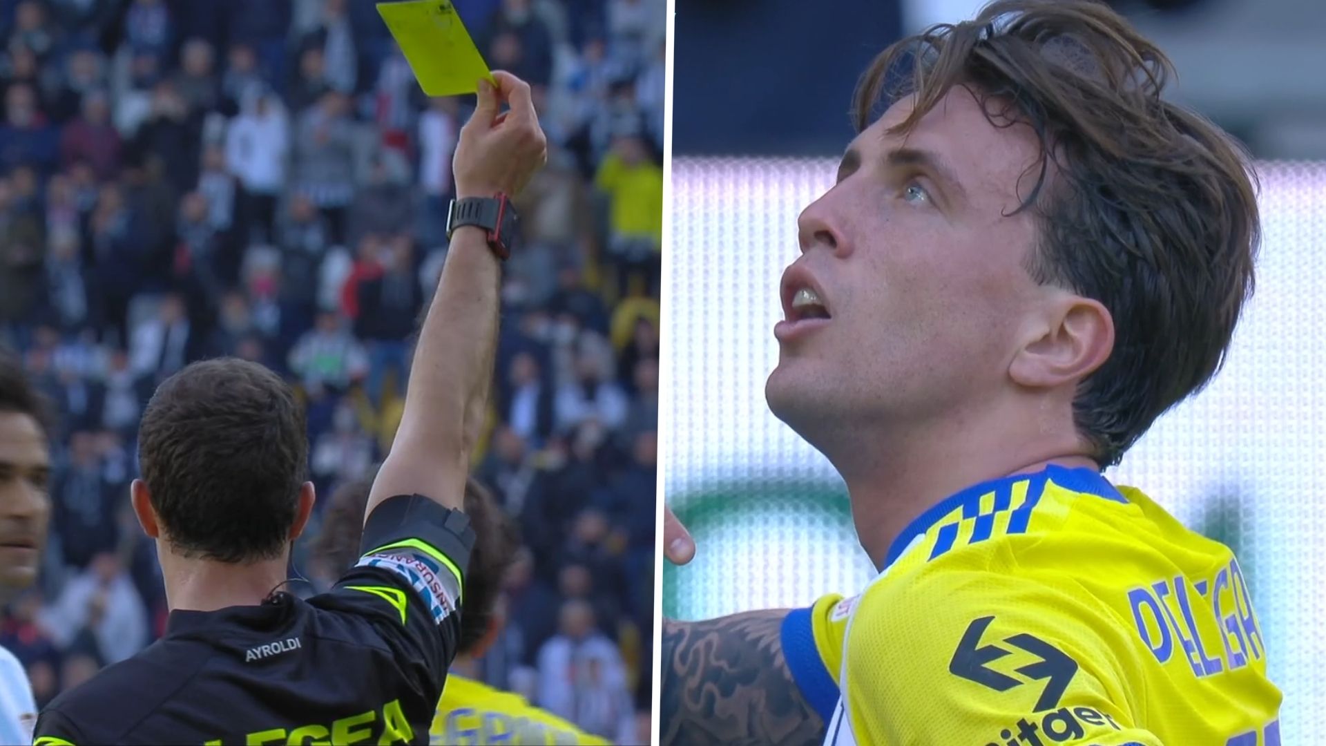 Luca Pellegrini yellow card Juventus Salernitana