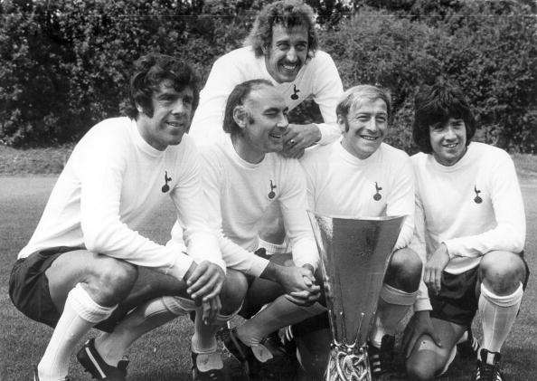 Tottenham 1972, Mike England, Alan Gilzean, Ralph Coates, Joe Kinnear and behind Martin