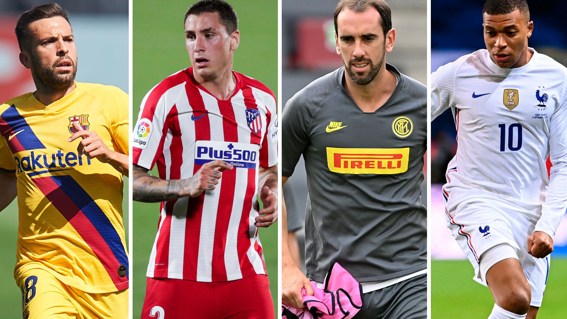 Jordi Alba, Giménez, Godín y Mbappe