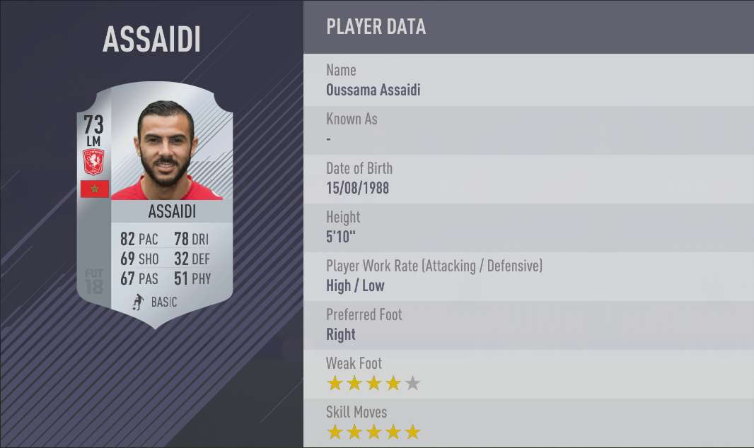 Oussama Assaidi FIFA 18 Skill Players