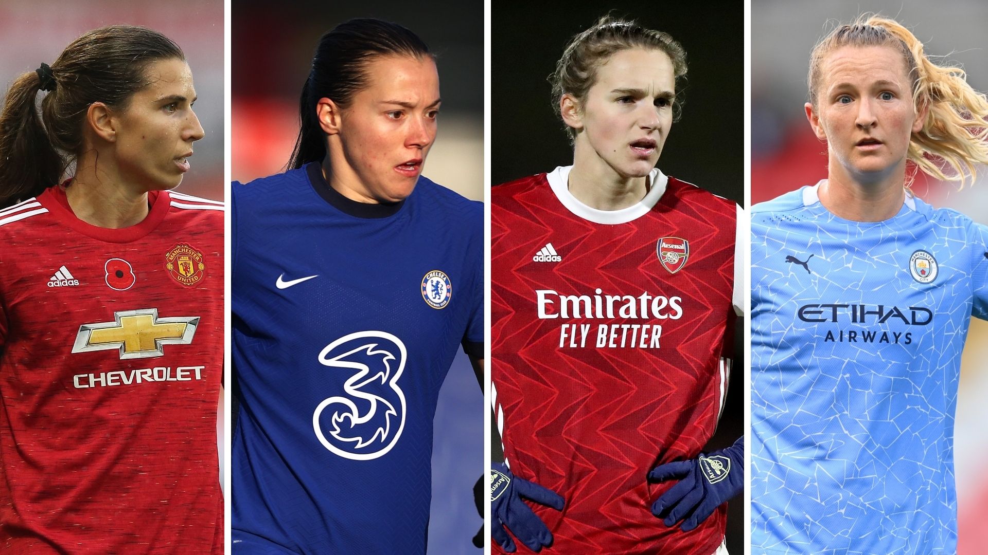 Tobin Heath Fran Kirby Vivianne Miedema Sam Mewis split