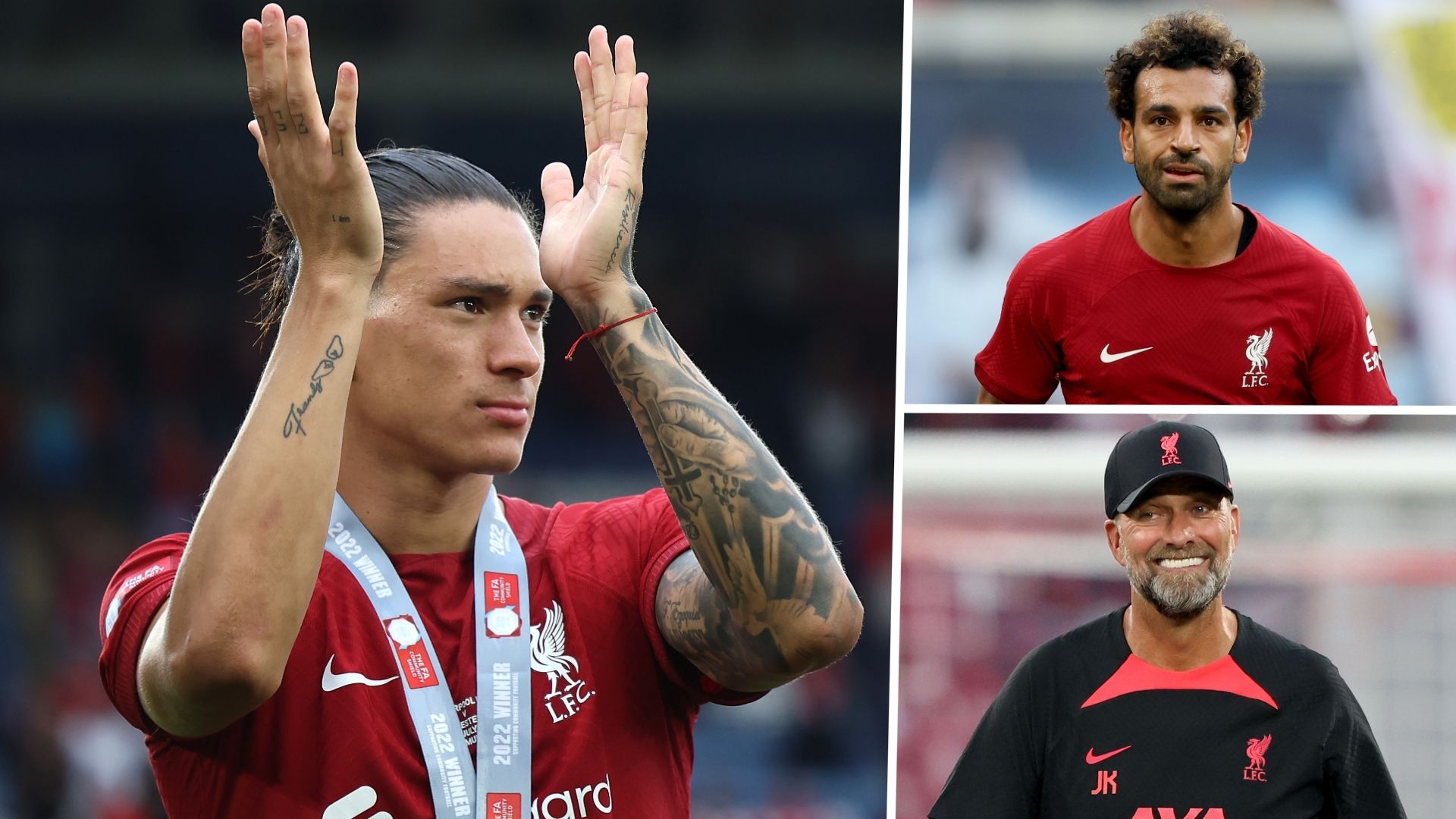 Darwin Nunez Mohamed Salah Jurgen Klopp Liverpool 2022-23 GFX