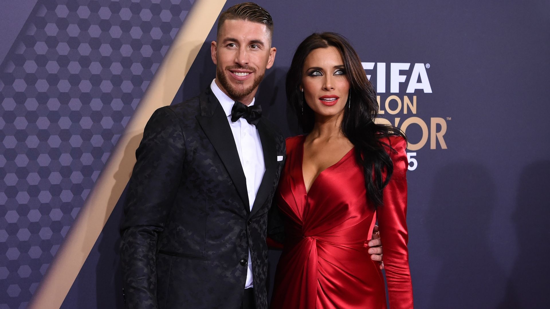 Sergio Ramos and his wife, Pilar Rubio, during the Ballon d'Or 2015 gala