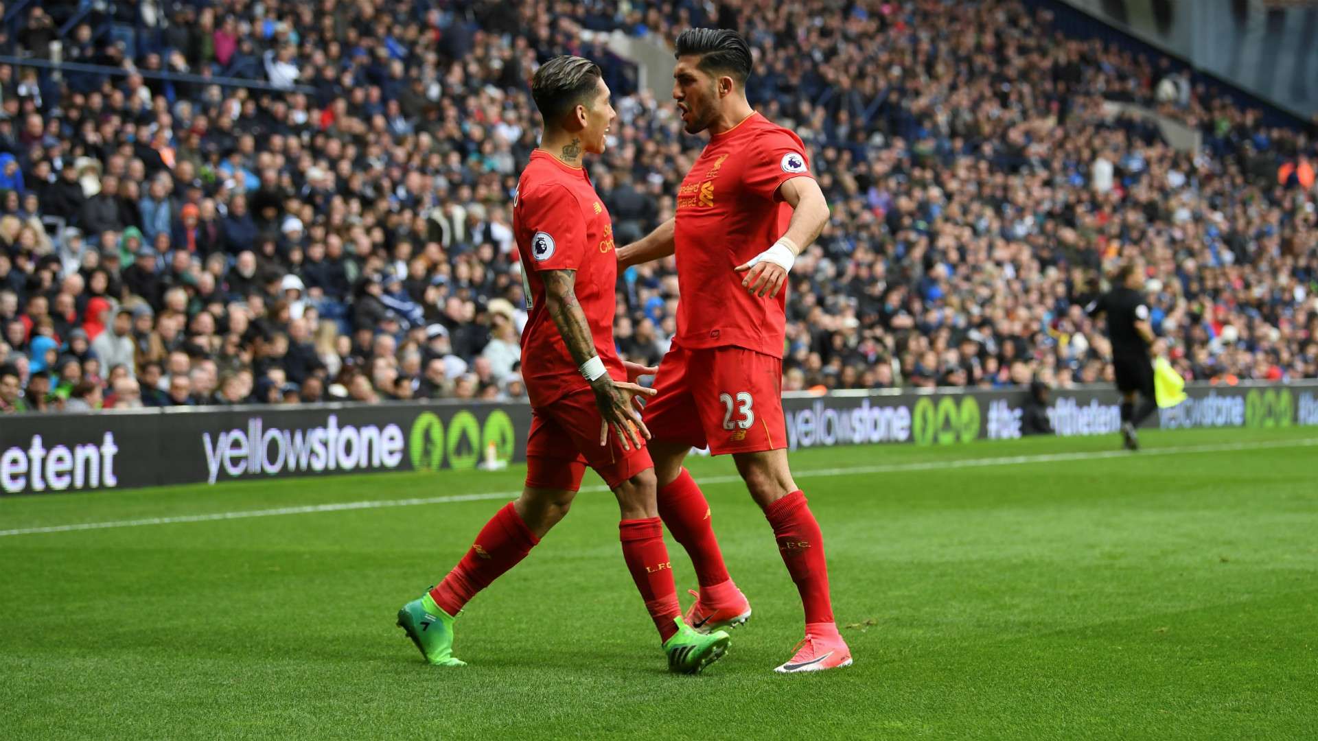 HD Roberto Firmino Emre Can Liverpool celebrate