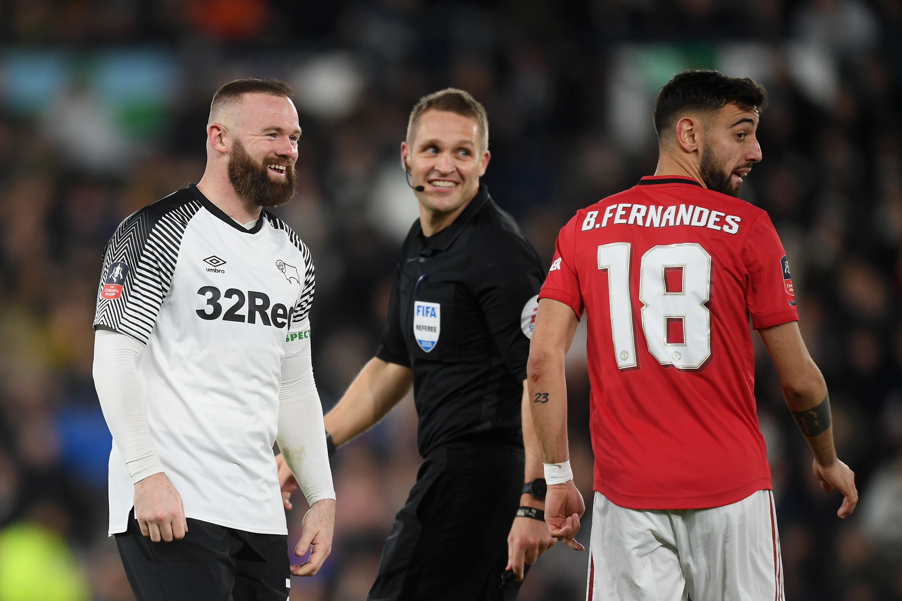 Wayne Rooney & Bruno Fernandes - Derby County v Manchester United : FA Cup 2020