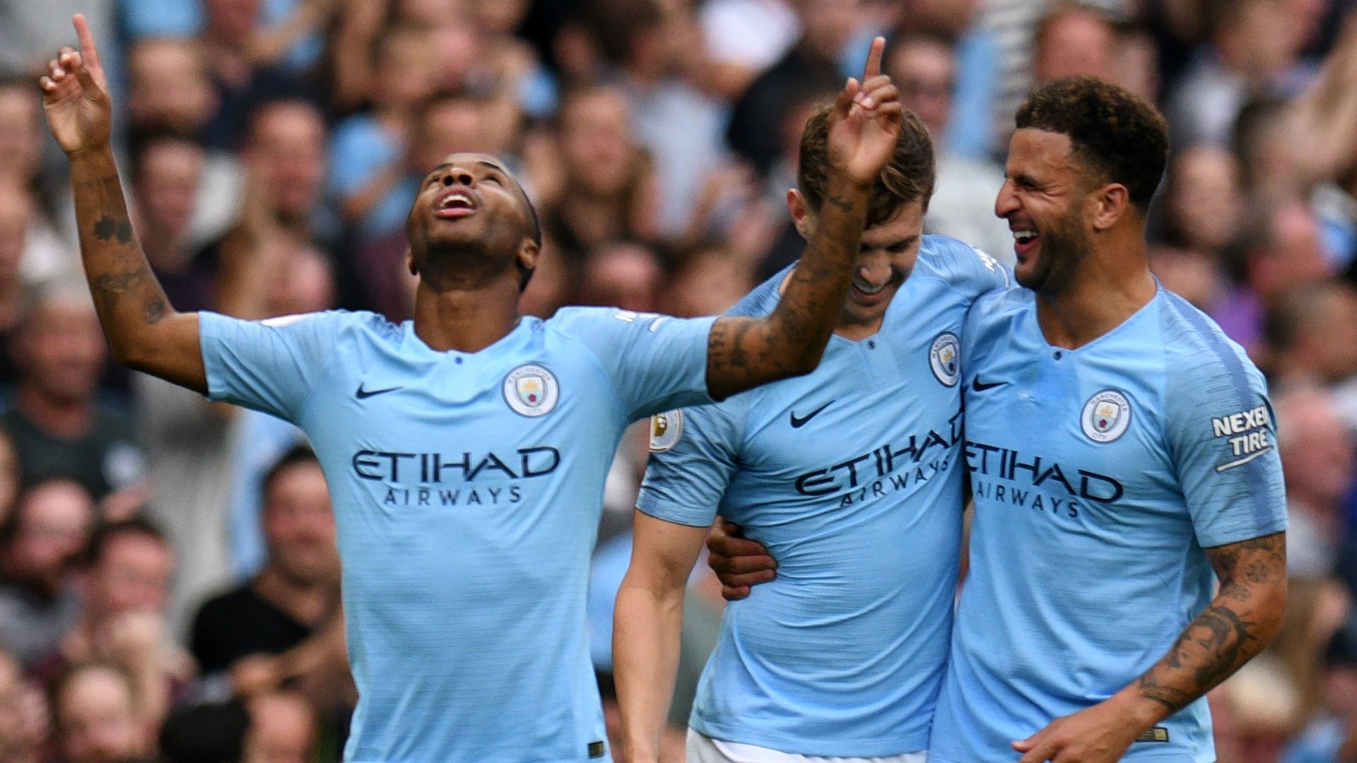 Raheem Sterling John Stones Kyle Walker Man City 2018-19