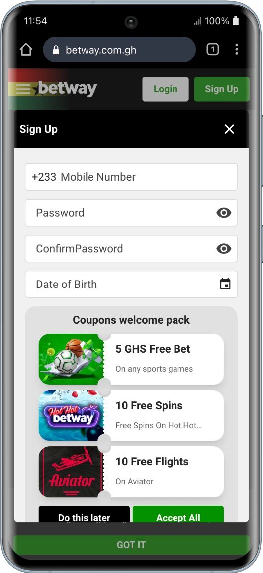 Betway ghana mobile registration