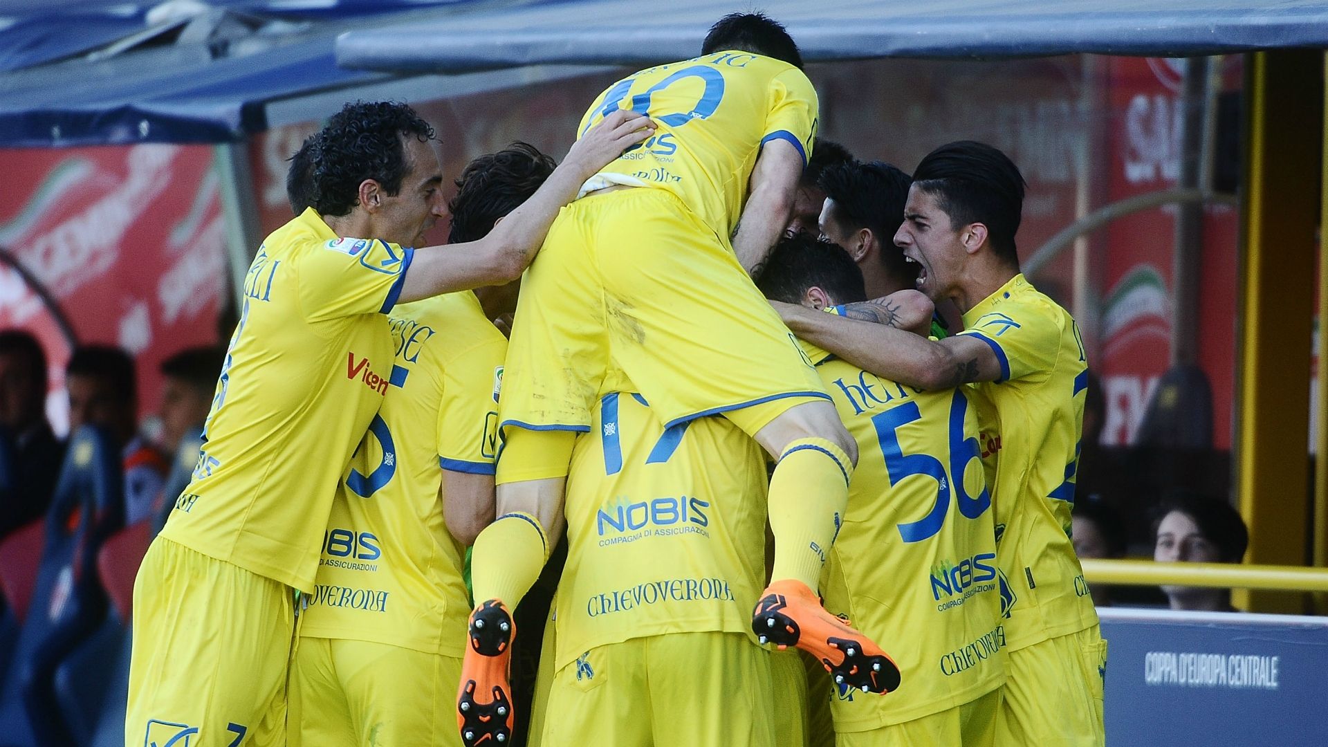 Chievo celebrating Bologna Chievo Serie A