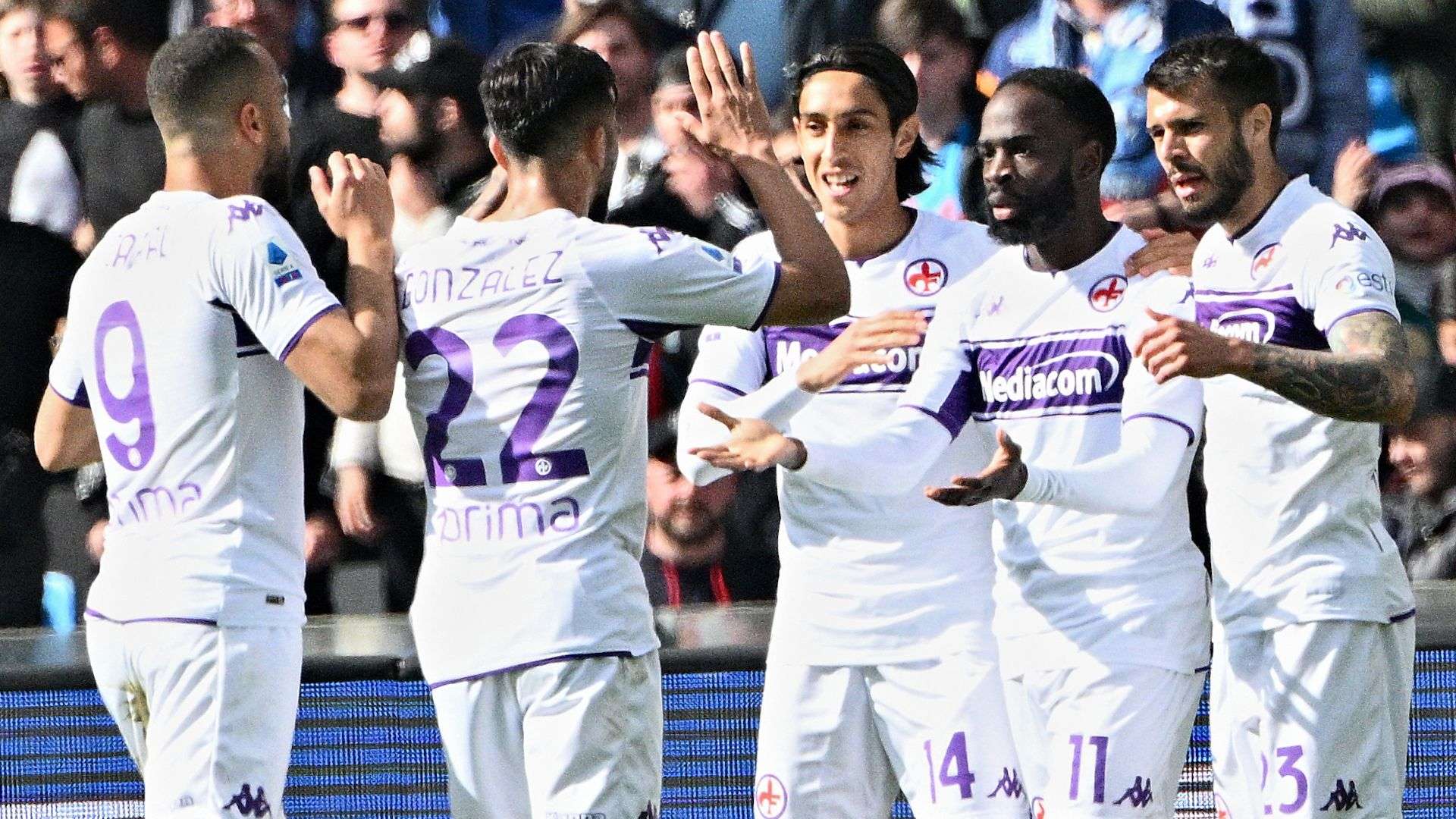 Fiorentina players celebrating Napoli Fiorentina Serie A