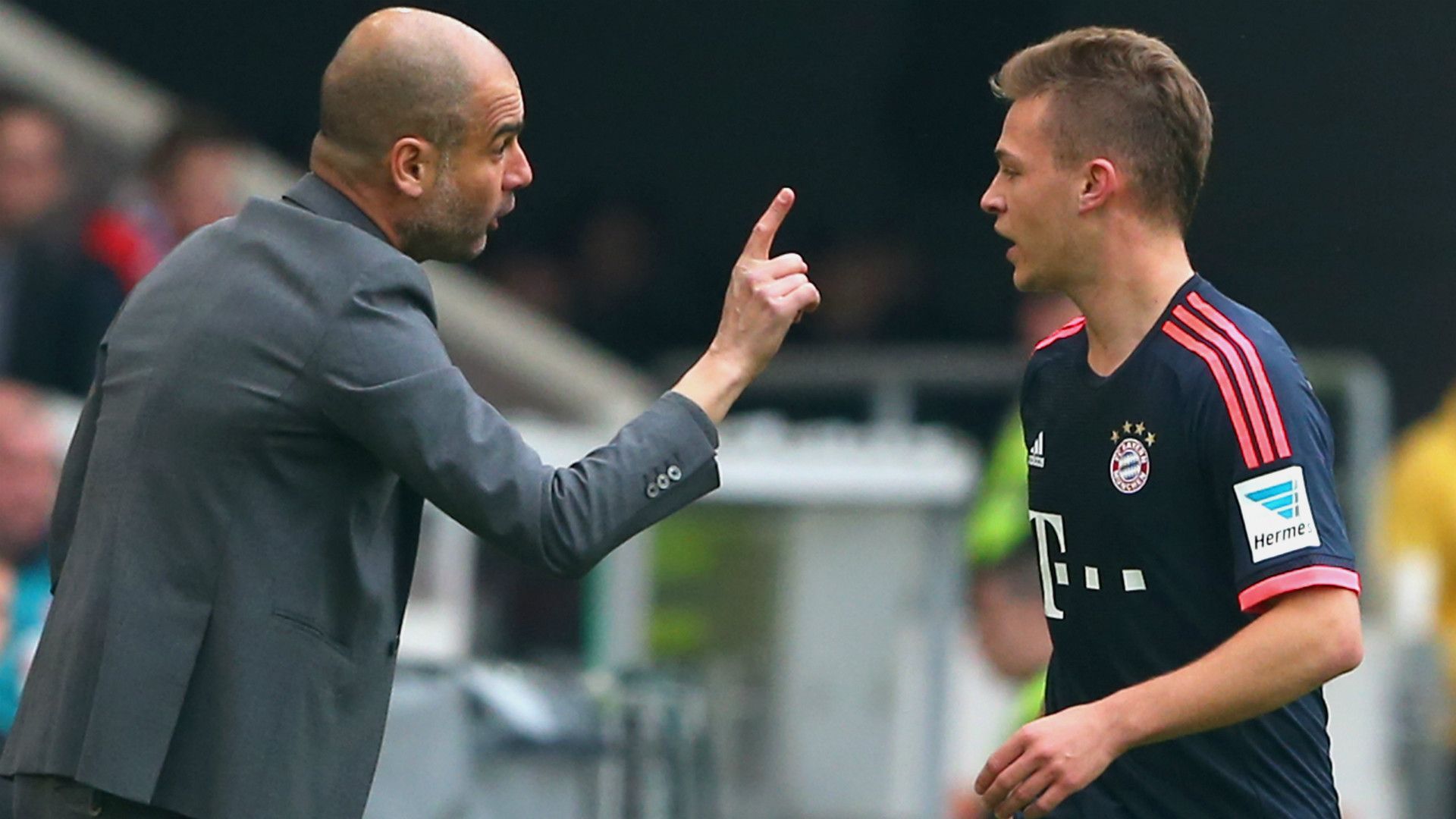 PEP GUARDIOLA JOSHUA KIMMICH BAYERN MUNICH GERMAN BUNDESLIGA 09042016