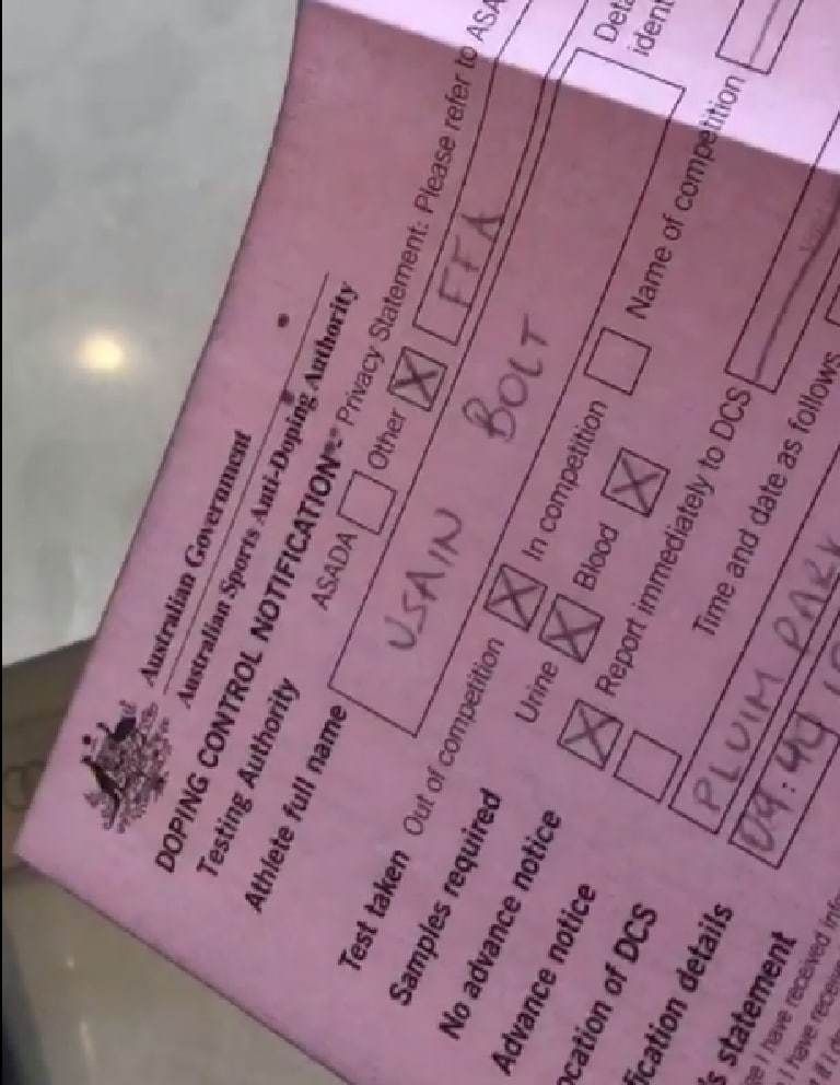 Usain Bolt Drug test