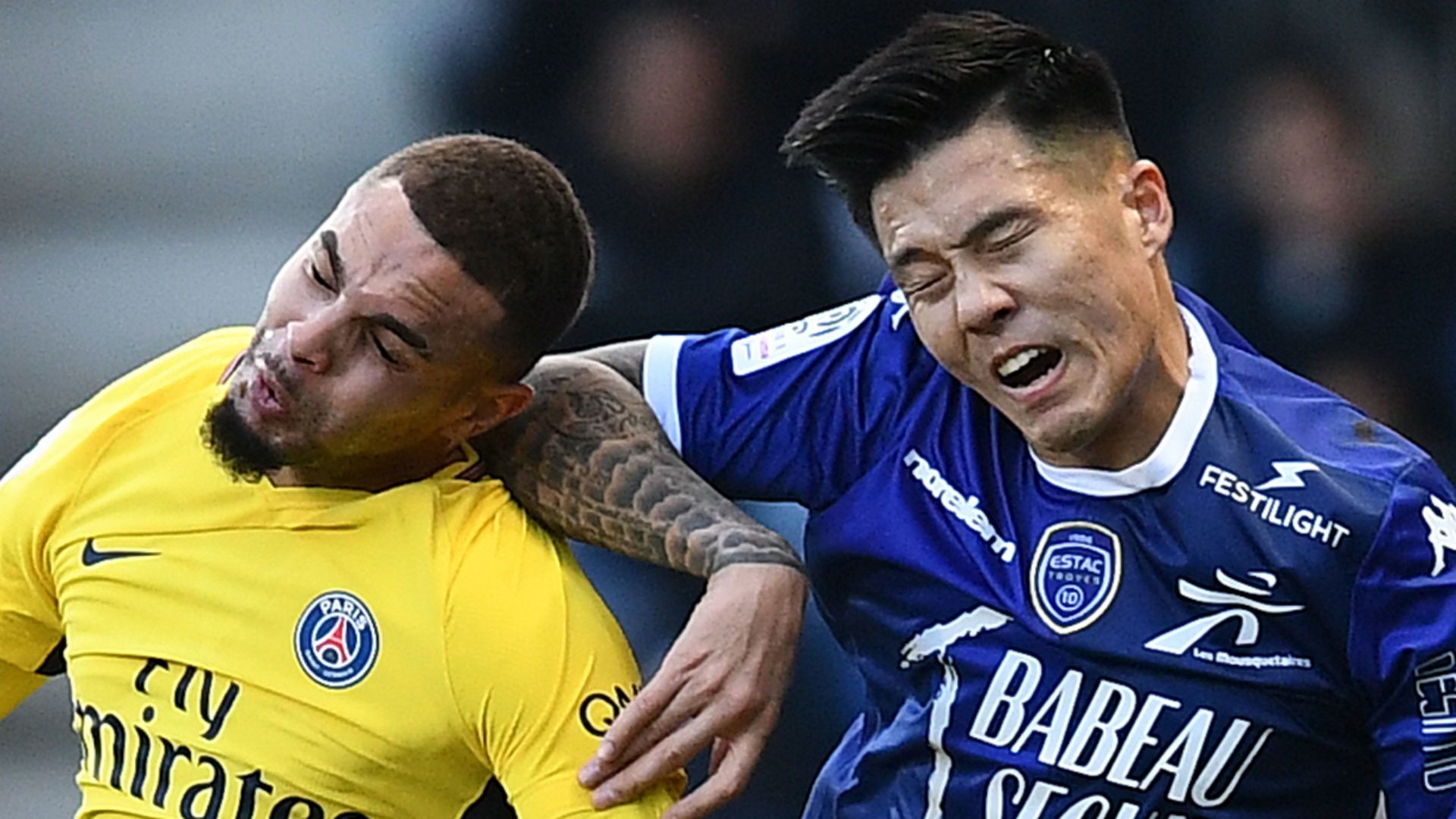 Layvin Kurzawa Hyunjun Suk Troyes PSG Ligue 1 03032018