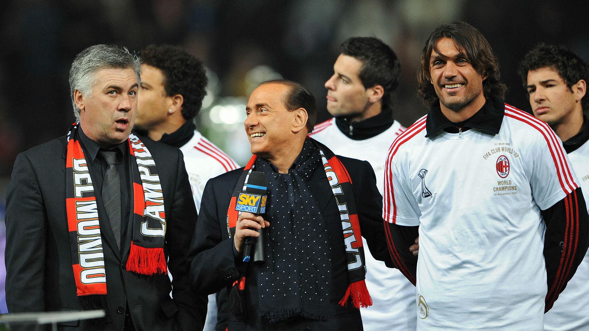 Carlo Ancelotti Silvio Berlusconi Paolo Maldini Ac Milan 13012014