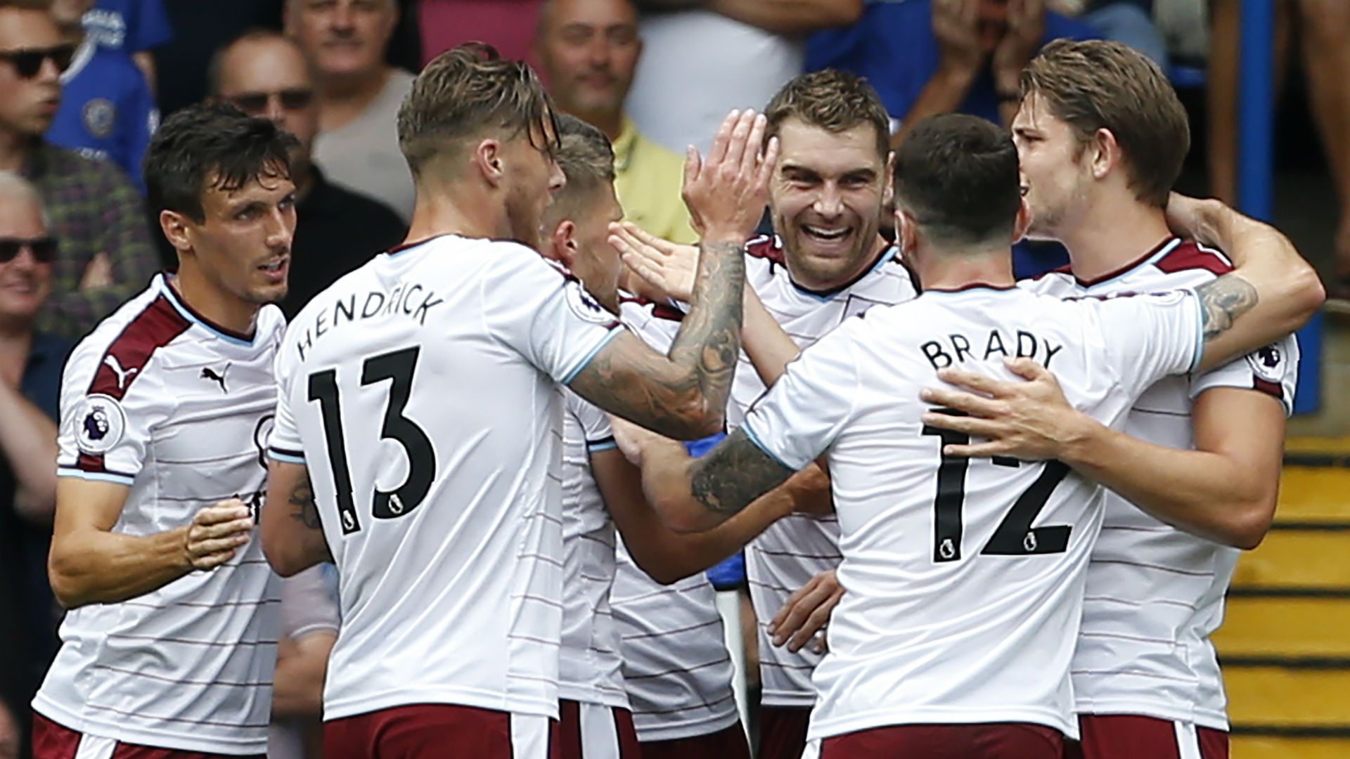 Burnley celebrates v Chelsea