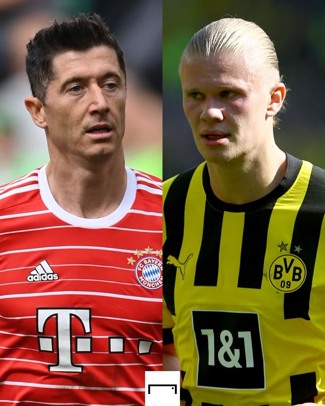 Robert Lewandowski Erling Haaland Bayern Munich Dortmund 2021-22 GFX