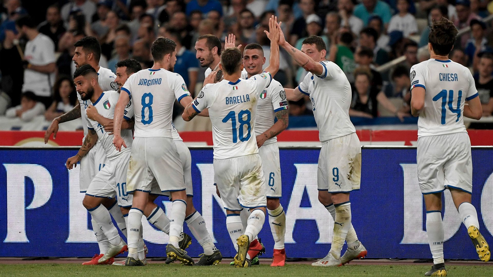 Italy celebrating Greece