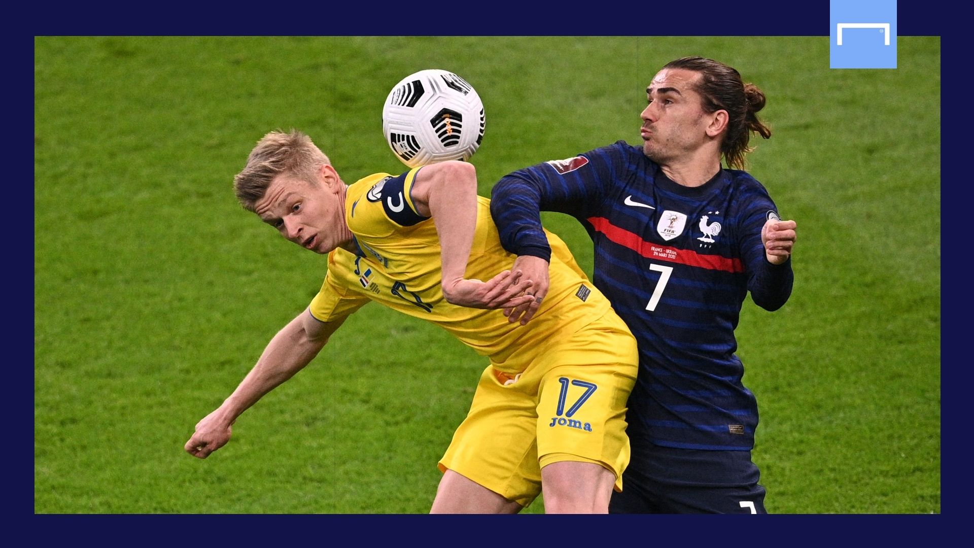 Oleksandr Zinchenko Antoine Griezmann Ukraine France GFX