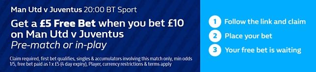 William Hill Man United v Juventus offer banner