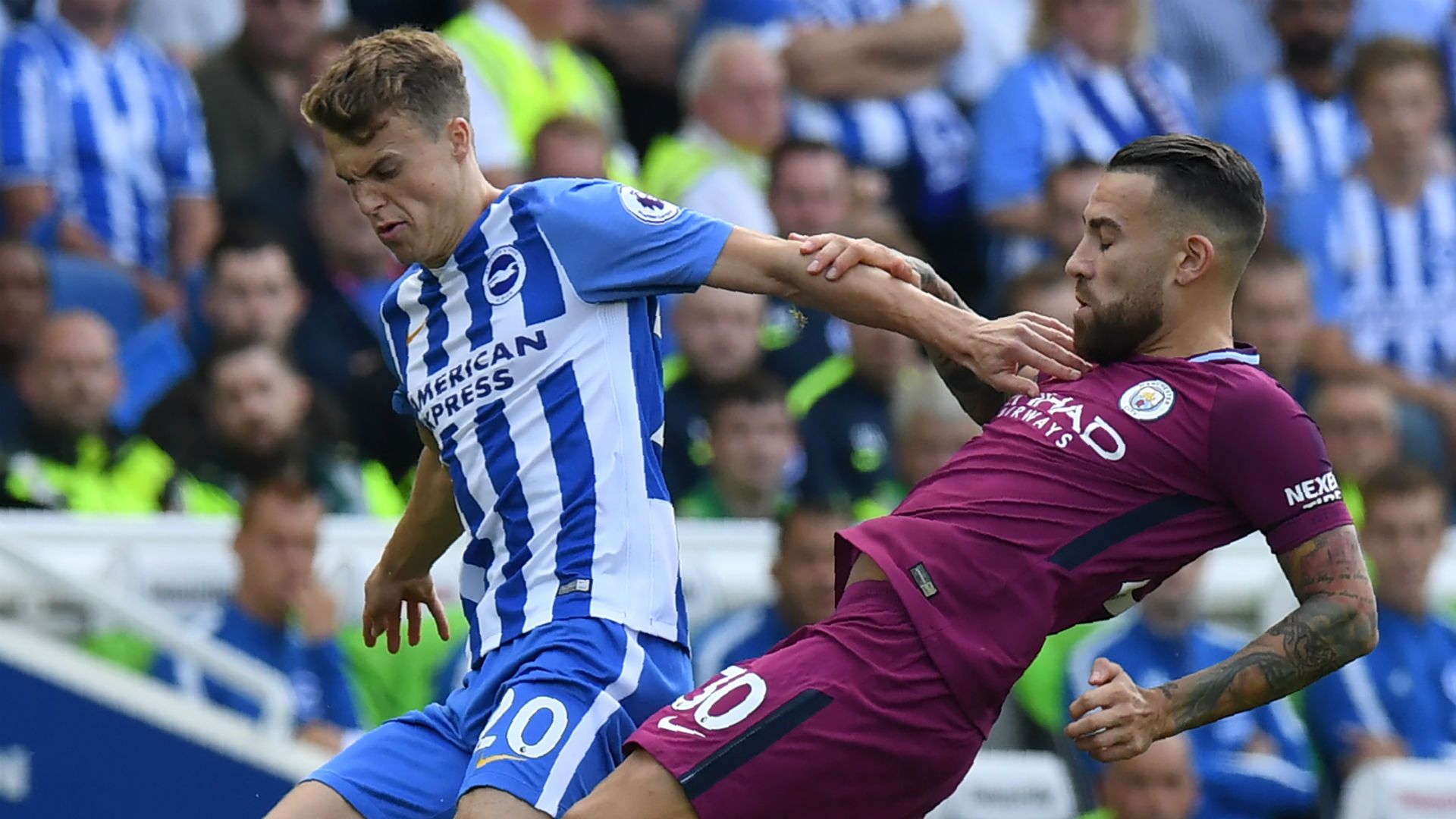 Solly March Nicolas Otamendi Brighton Manchester City