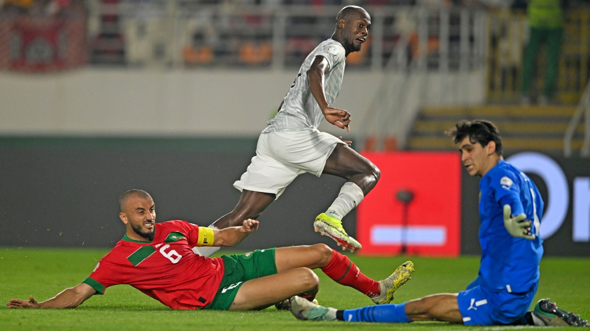 Evidence Makgopa, Romain Saiss and Yassine Bounou, Bafana Bafana vs Morocco, January 2024