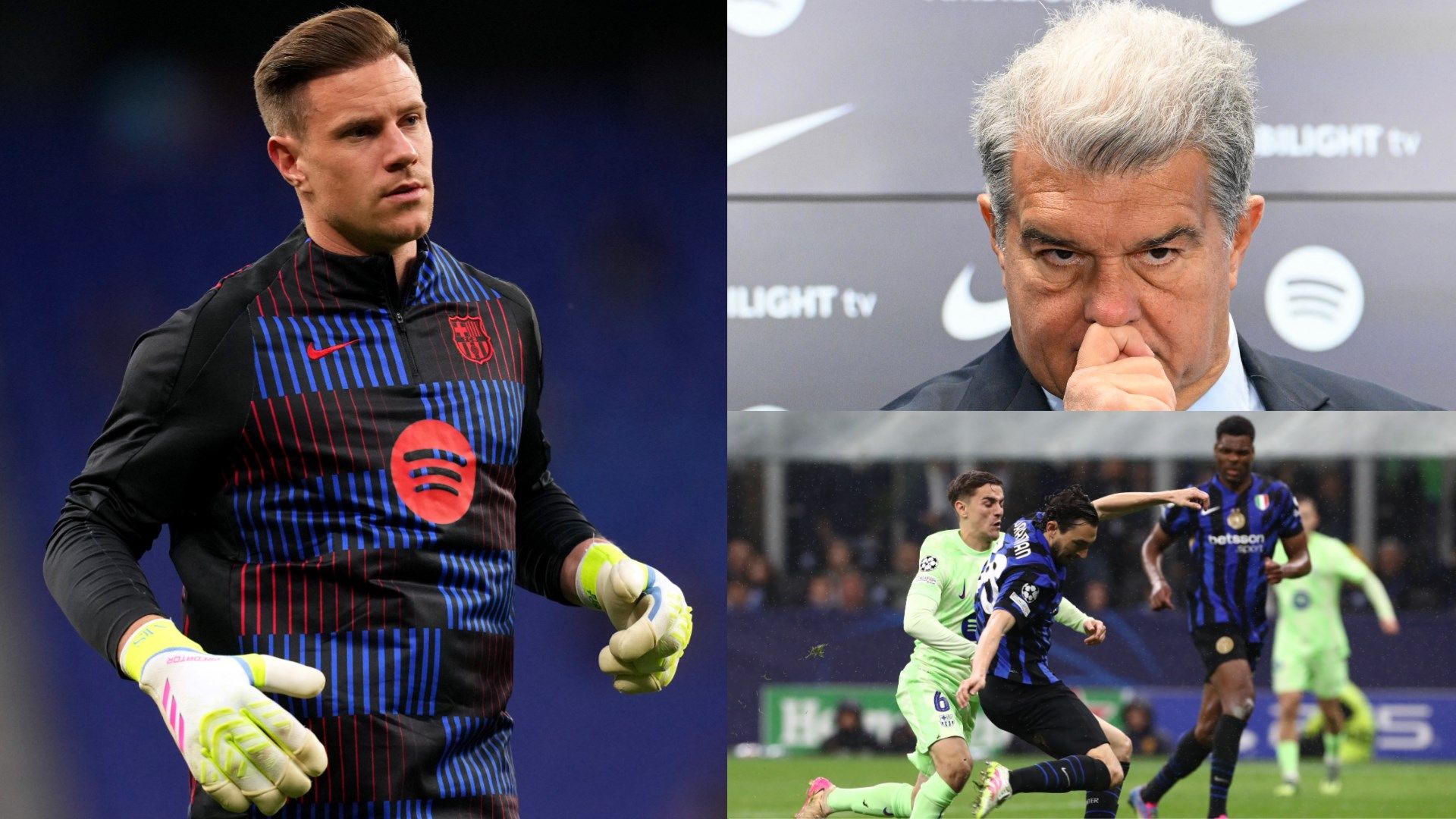 Marc-Andre ter Stegen Joan Laporta Barcelona vs Inter