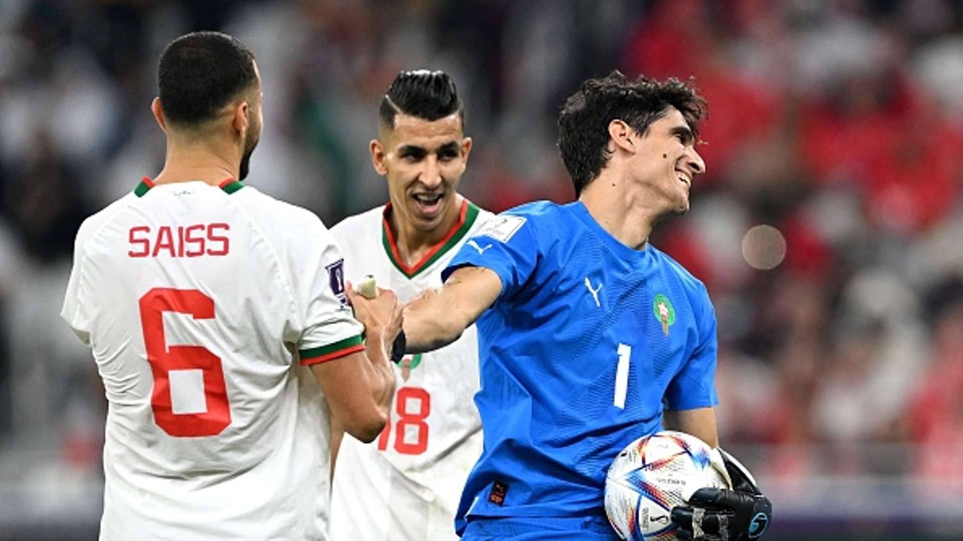 yassine Bounou - Romain Saiss -  Morocco -  Jawad El Yamiq - 2022 World Cup