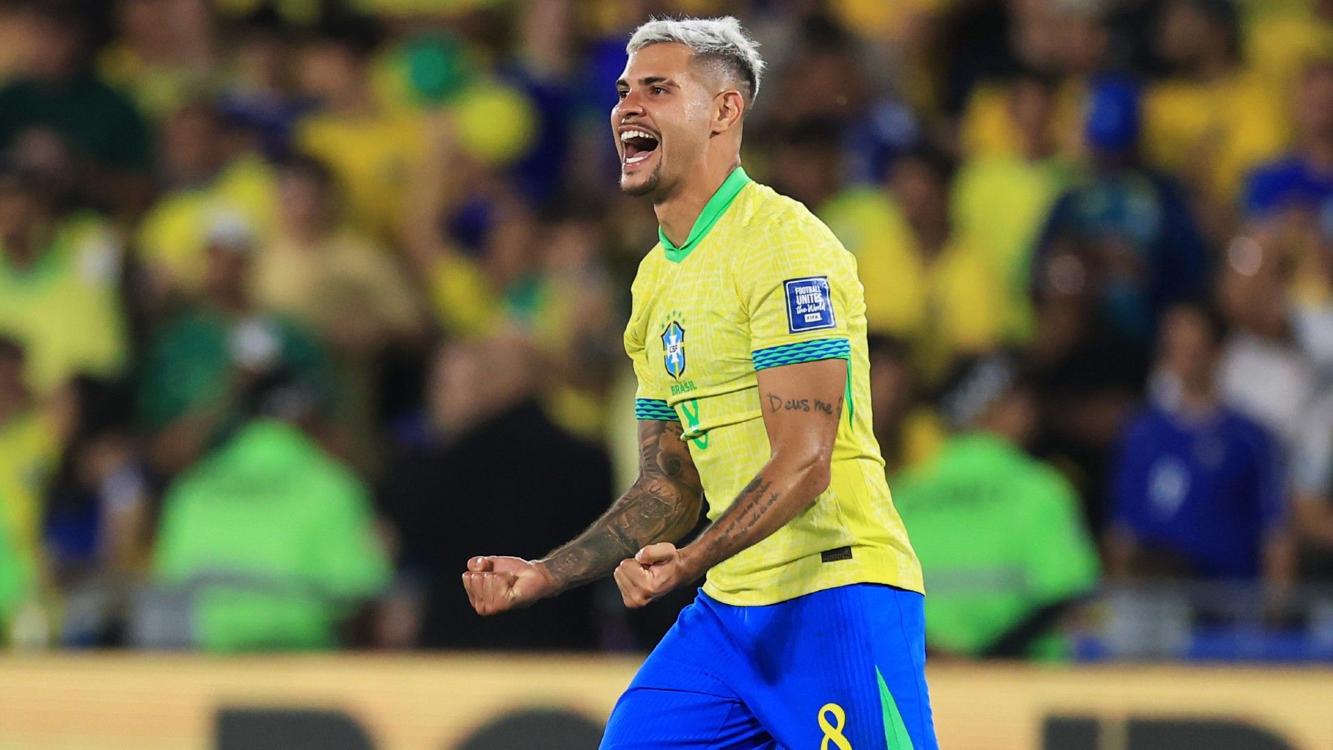 Bruno Guimaraes of Brazil celebrates 