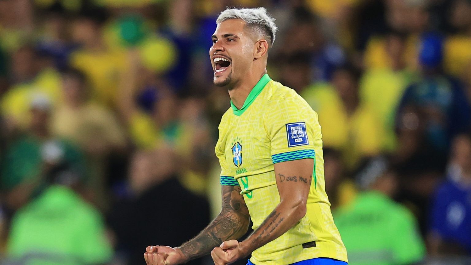 Bruno Guimaraes of Brazil celebrates 