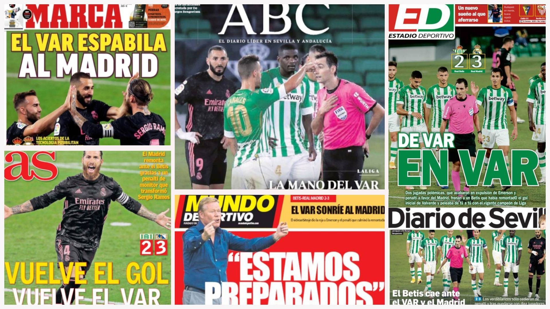 Portadas del Betis vs. Real Madrid